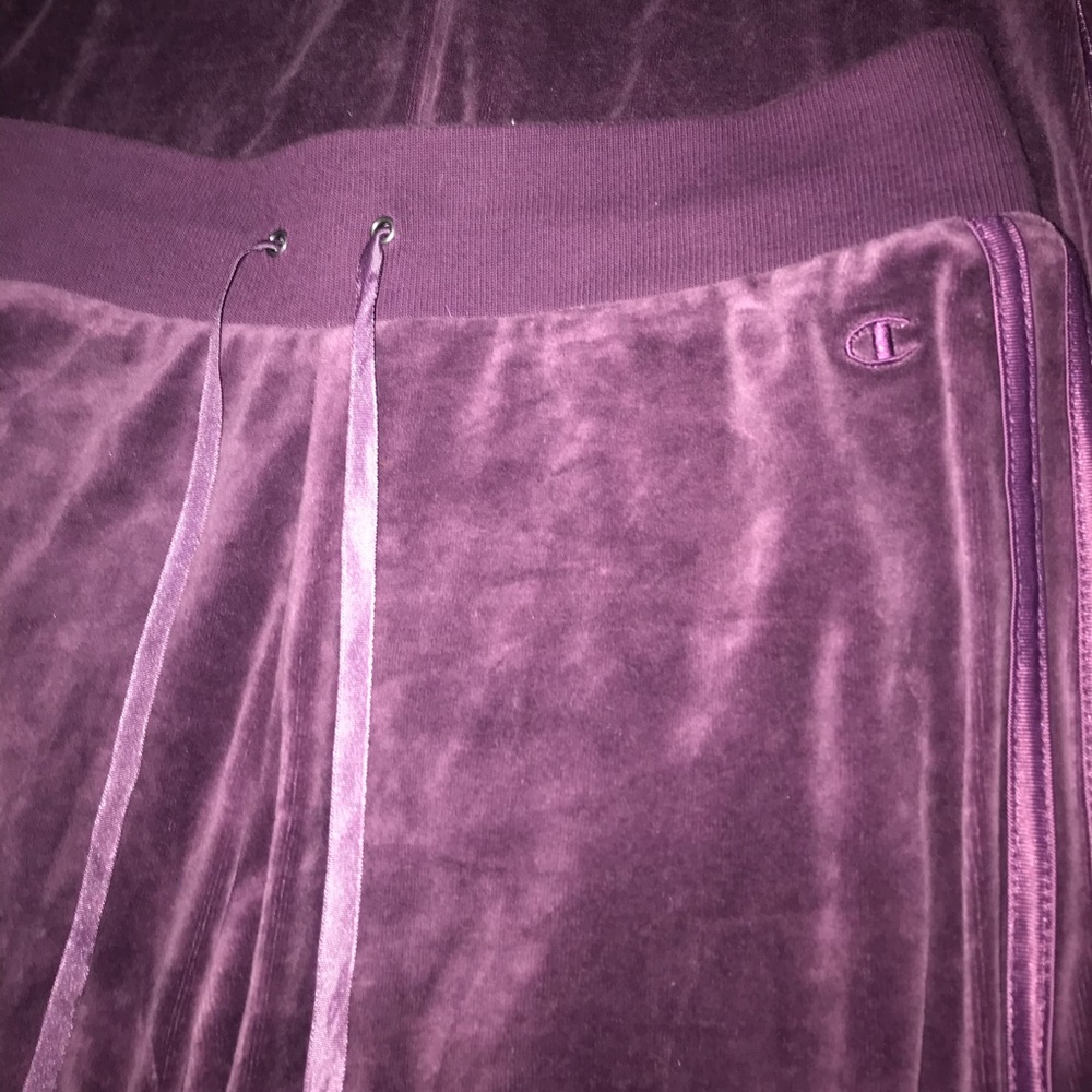 Purple velour champion sweats